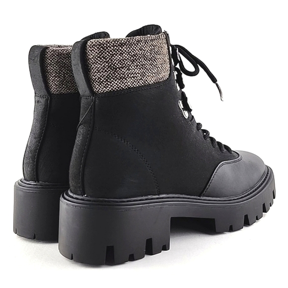 ONLY Betty Women's Black Lace-Up Faux Leather Ankle Boots  Chunky Soles Size 37 - Picture 6 of 15